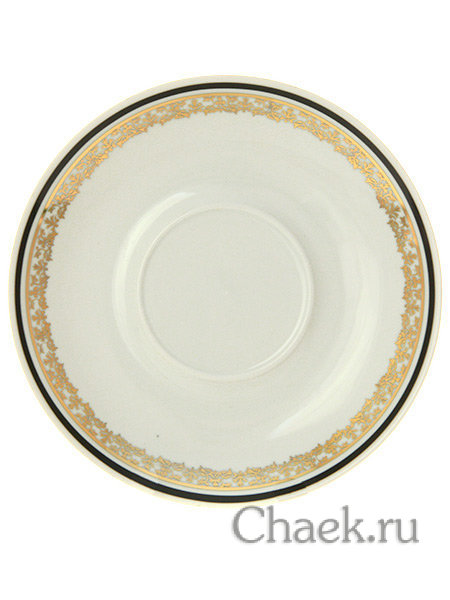 Фарфоровый бокал с блюдцем форма "Классический" рисунок "Силуэты" Дулево