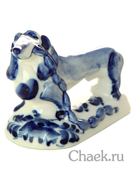 Фигурка Такса с сосисками Гжель, авт. А.Жигунов
