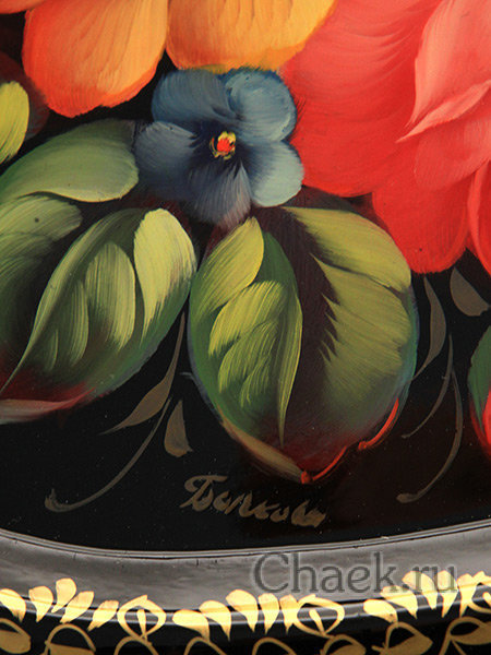 Поднос "Осенние цветы" малый овальный Поднос "Осенние цветы" малый овальный