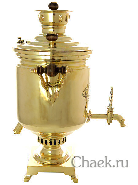 Комбинированный самовар 7 л желтый латунный цилиндр фабрика Н.И.Баташева