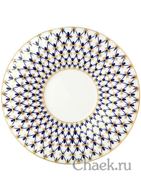 Фарфоровая кофейная пара форма Юлия рисунок Кобальтовая сетка Императорский фарфоровый завод