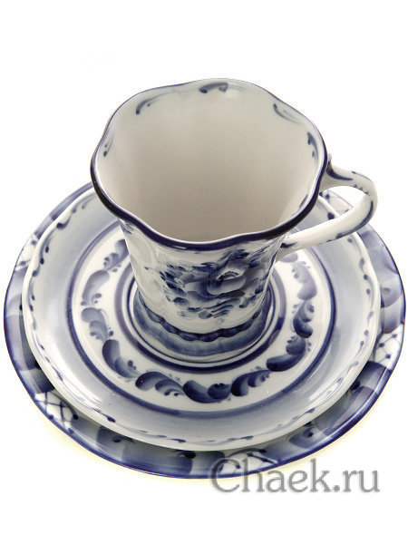 3-х предметный чайный набор Гжель "Катерина" 3-х предметный чайный набор Гжель "Катерина"