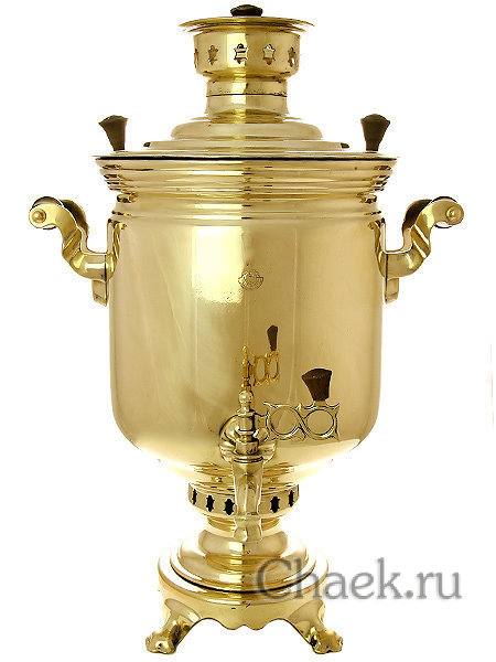 Набор с угольным самоваром 7 литров желтый цилиндр