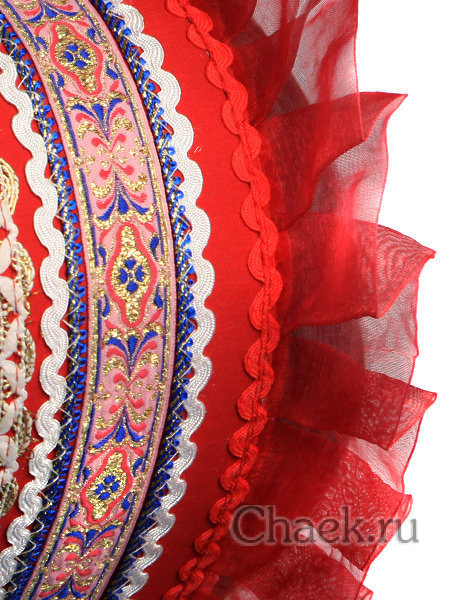 Русский кокошник "Кадриль" красный