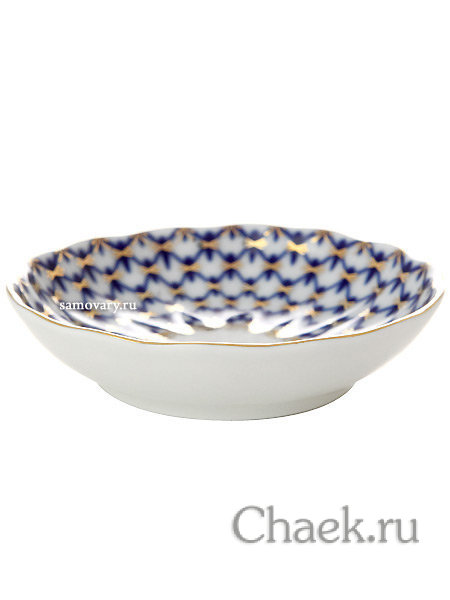 Фарфоровая розетка форма Тюльпан рисунок Кобальтовая сетка Императорский фарфоровый завод