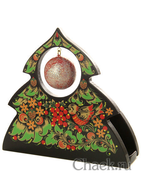 Подставка "Елка с часами" хохлома