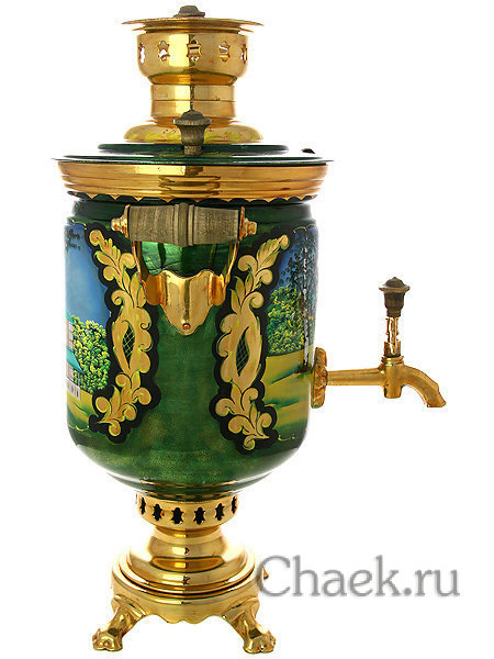 Набор с угольным самоваром 7 литров с росписью "Ясная поляна"