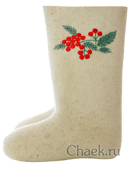 Женские валенки белые с вышивкой артикул 220В-30