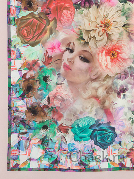 Платок шелковый (крепдешин) "10102-2", 65х65 см павлопосадский