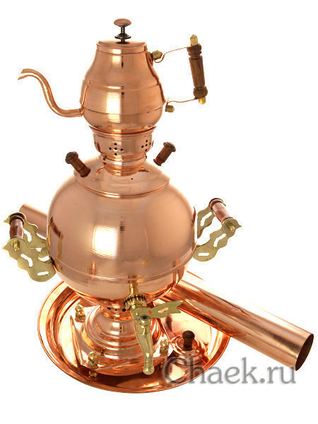 Набор с угольным самоваром на 3 литра "Чаепитие-шар" медный