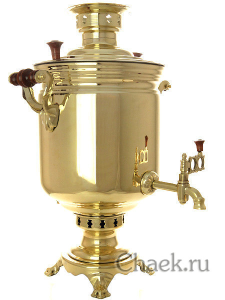 Комбинированный самовар 7 литров желтый цилиндр