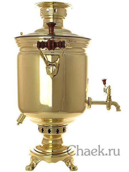 Комбинированный самовар 7 литров желтый цилиндр