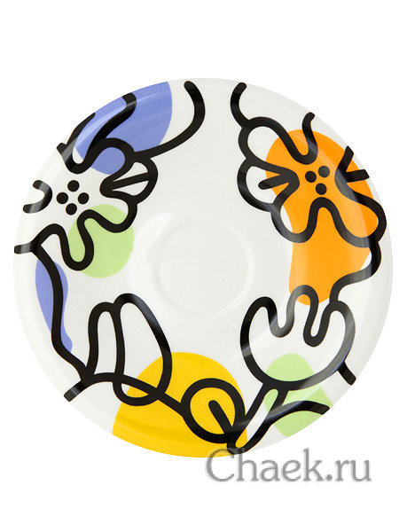 Чайная пара форма Сад рисунок Эмилия зеленая Императорский фарфоровый завод