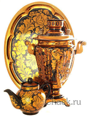 Набор самовар электрический 3 литра с художественной росписью &quot;Золотая хохлома&quot;, арт. 140457