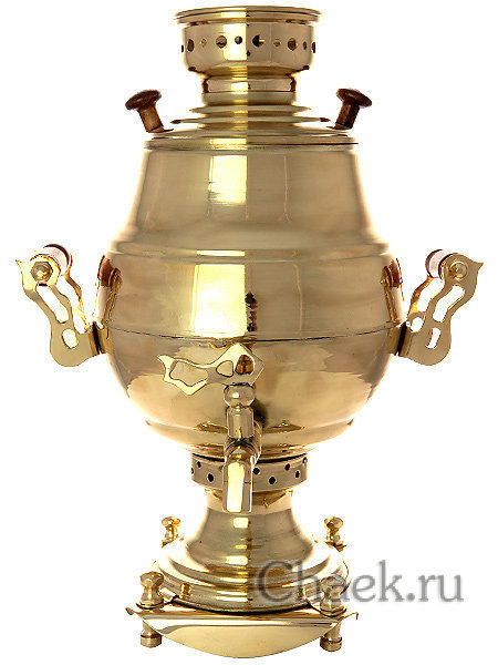 Набор угольный самовар 3 л "Чаепитие" латунный, Москва