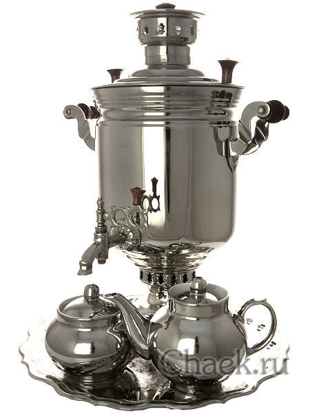 Набор "Праздник" самовар комбинированный 5 л цилиндр никелированный