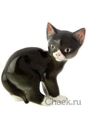 Скульптура Кошка черная Императорский фарфоровый завод