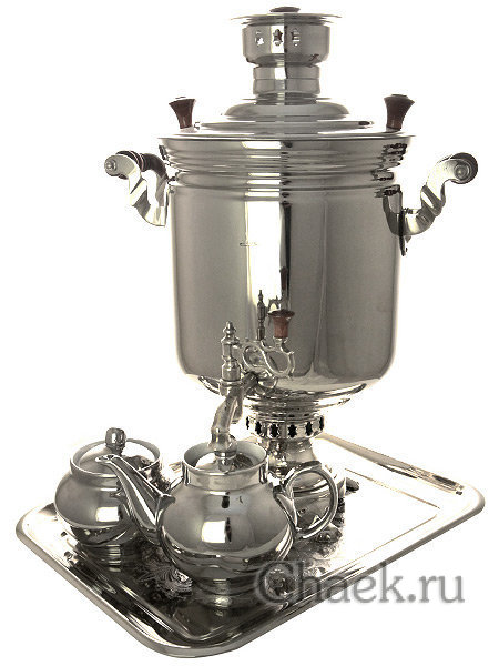 Набор "Праздник" самовар комбинированный 7 л цилиндр никелированный