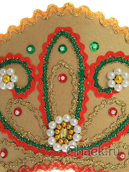 Русский кокошник для девушки "Девичий" золотой