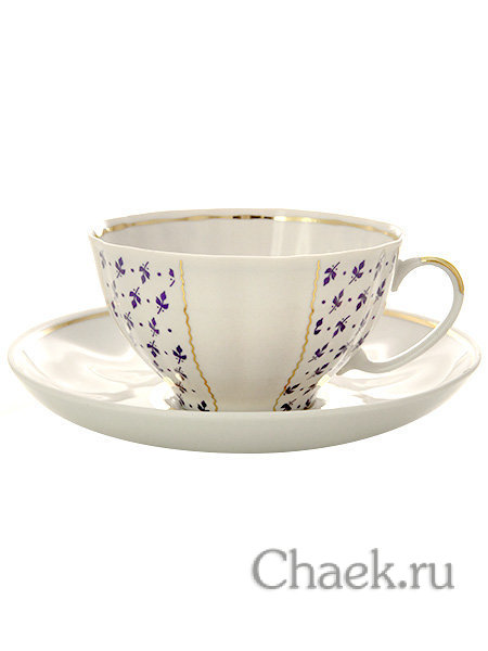 Чайный сервиз форма "Белый Лебедь" рисунок "Ситец" 6/21, Дулевский фарфор