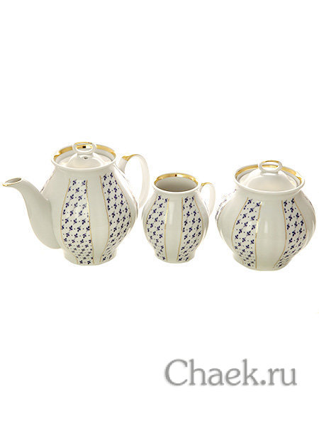 Чайный сервиз форма "Белый Лебедь" рисунок "Ситец" 6/21, Дулевский фарфор