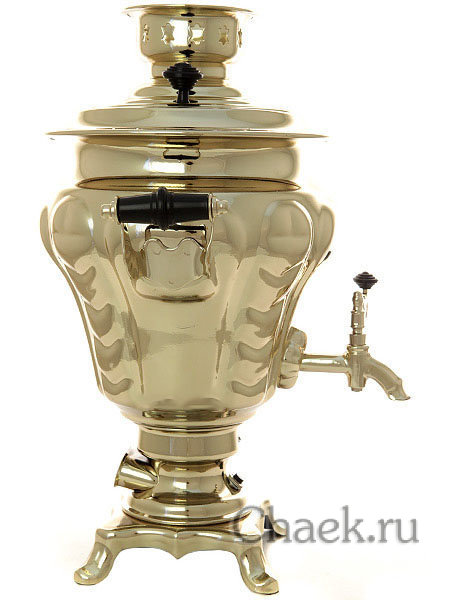Электрический самовар 3 литра латунный "груша" с автоматическим отключением при закипании, арт. 130288к