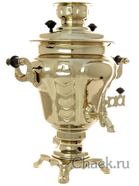 Электрический самовар 3 литра латунный "груша" с автоматическим отключением при закипании, арт. 130288к