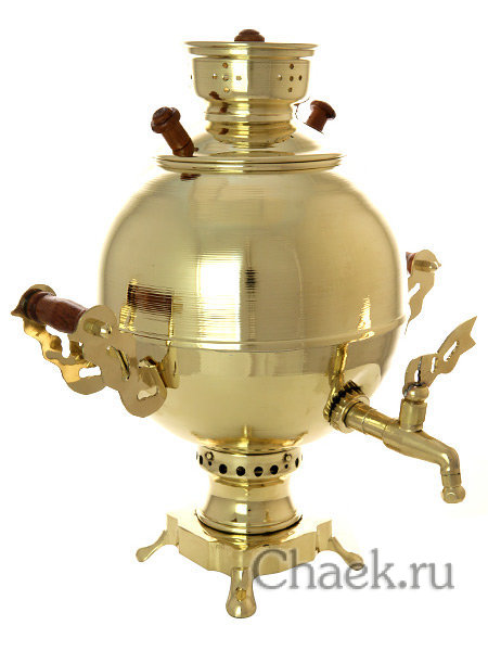 Набор угольный самовар 5 л "Чаепитие-шар" латунный, Москва Набор угольный самовар 5 л "Чаепитие-шар" латунный, Москва