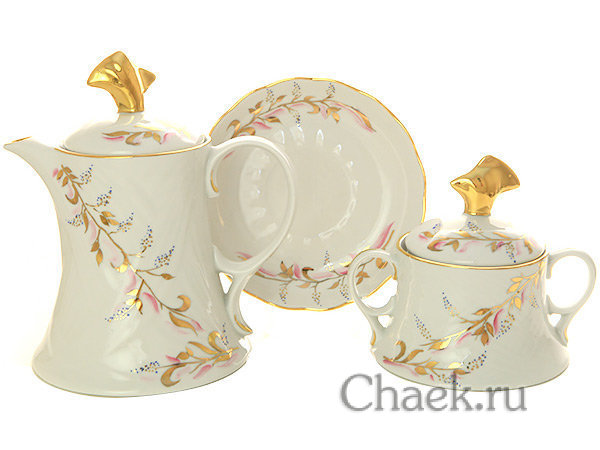 Чайный сервиз Элегия Золотистый 6/14 Добрушский фарфоровый завод