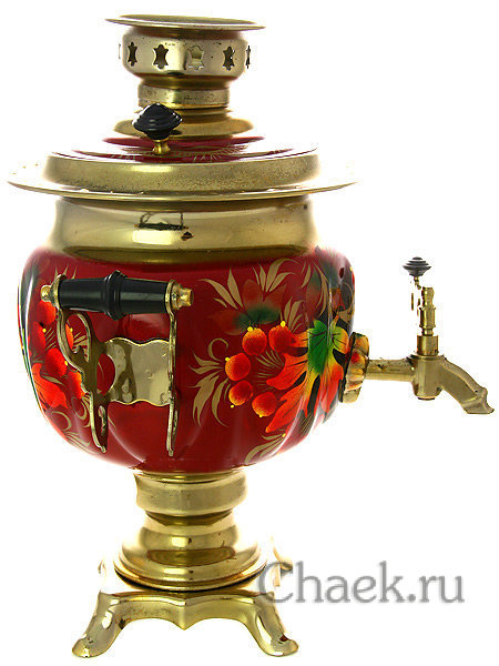 Набор самовар электрический 3 литра с художественной росписью "Клен на бордовом фоне", арт. 190321