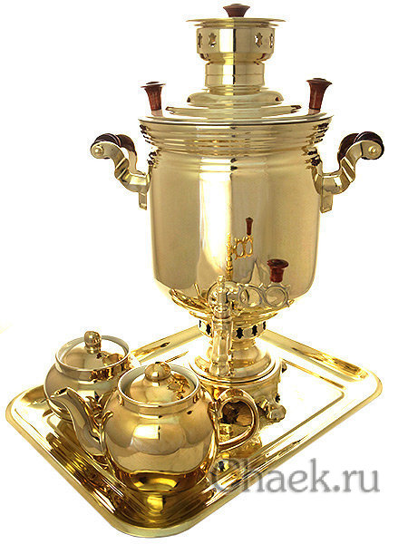 Набор самовар комбинированный 5 л цилиндр желтый