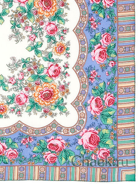 Платок шерстяной с осыпкой (оверлоком) "Аленушка" 1347-4, 89х89 см