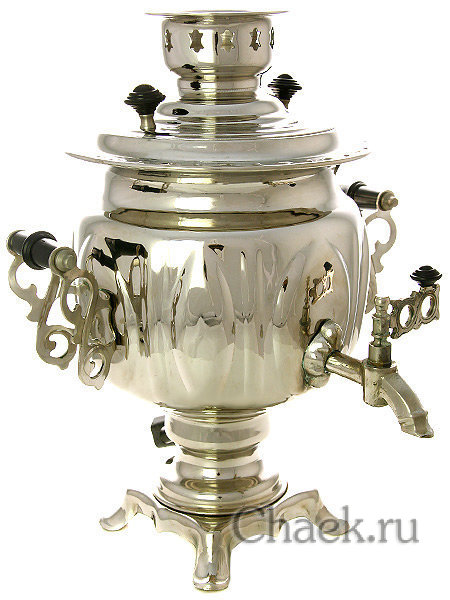 Электрический самовар 3 литра никелированный "Овал" на напряжение 110 вольт, арт. 110301з