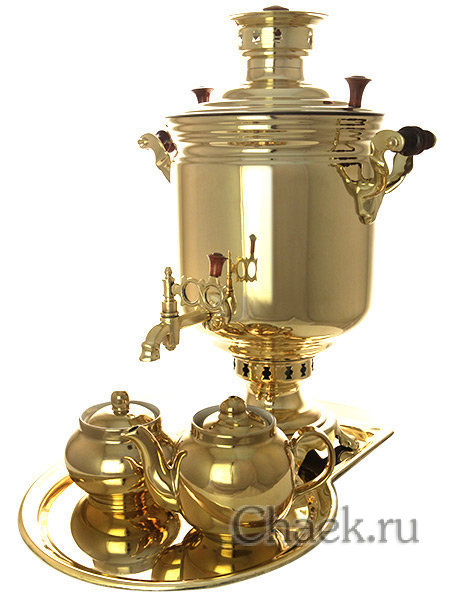 Набор самовар комбинированный 7 л цилиндр желтый