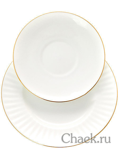 Сервиз чайный форма Волна рисунок Золотой кантик с отводкой 6/20 Императорский фарфоровый завода