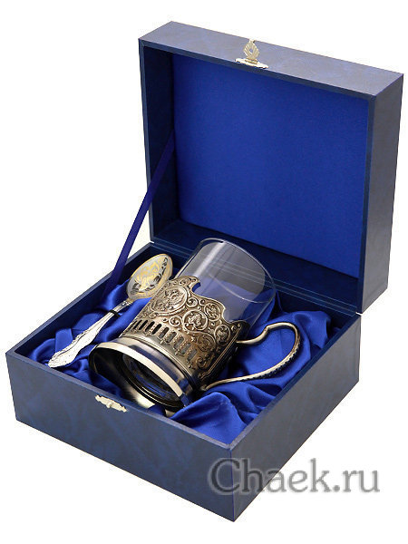 Подарочный футляр для подстаканника и ложки с замочком