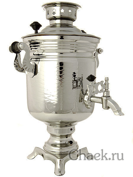 Электрический самовар 3 литра никелированный "цилиндр" с автоматическим отключением при закипании, арт. 110339