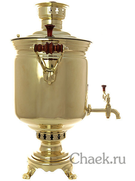 Набор угольный самовар 7 л желтый цилиндр "Золото"