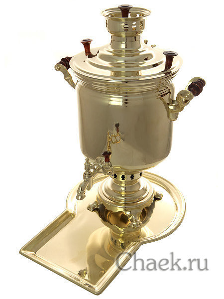 Набор угольный самовар 7 л желтый цилиндр "Золото"