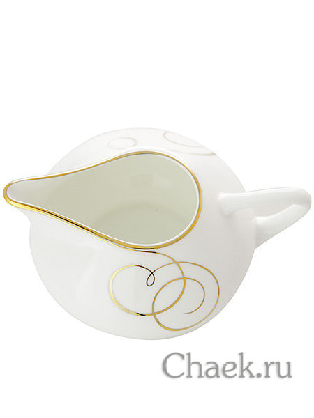 Сливочник форма Купольная рисунок Золотые завитки Императорский фарфоровый завод