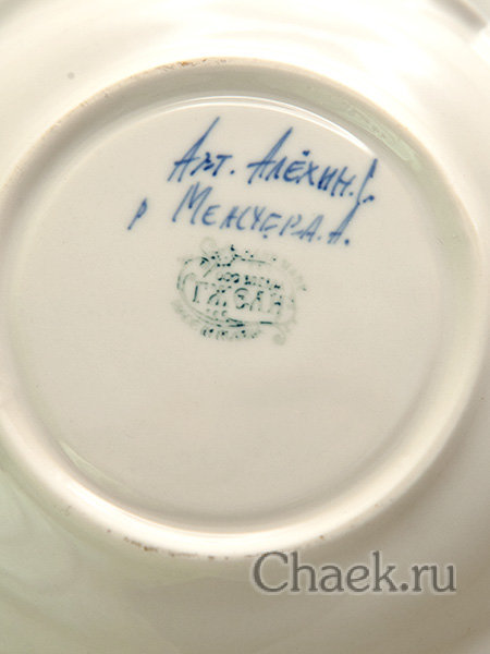 Чайная пара с художественной росписью Гжель "Ландыш"