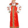 Русский народный костюм "Василиса" атласный комплект красный сарафан и блузка XS-L
