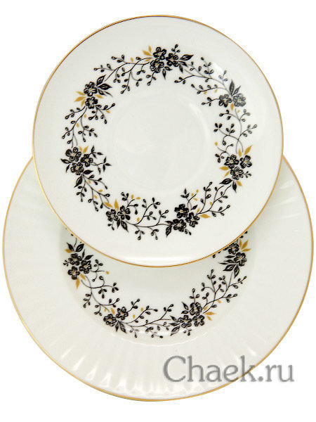 Сервиз чайный форма Волна рисунок Тонкие веточки с отводкой 6/20 Императорский фарфоровый завода