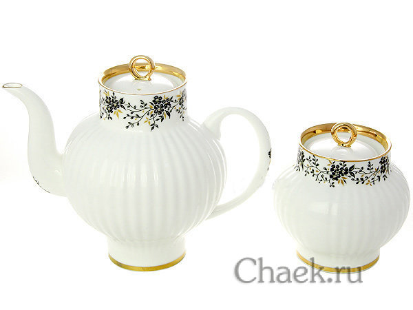 Сервиз чайный форма Волна рисунок Тонкие веточки с отводкой 6/20 Императорский фарфоровый завода