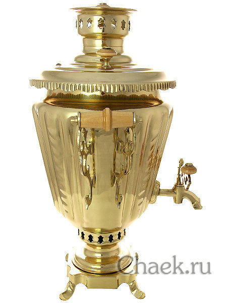 Новый самовар на дровах 5 л желтый конус граненый завод Штамп