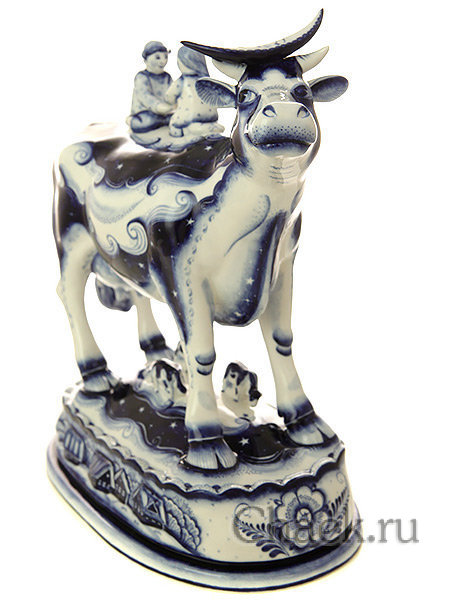 Гжельская скульптура "Корова Ночка"