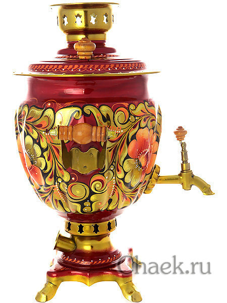 Набор самовар электрический 3 литра с художественной росписью "Кудрина" с чайным сервизом, арт. 160322с