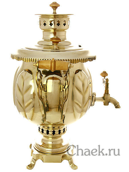 Самовар дровяной 4,5 л желтый шар "Золото" в наборе