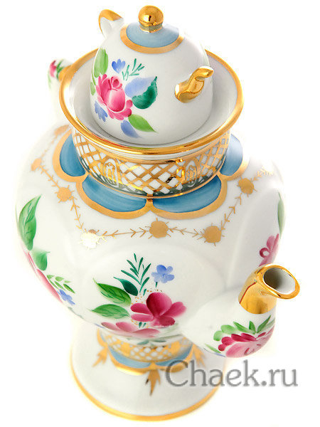 Чайник заварочный форма Самоварчик рисунок Светлый день Императорский фарфоровый завод