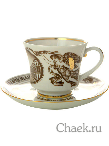 Чайная чашка с блюдцем форма Банкетная рисунок Дворцовая площадь ИФЗ Чайная чашка с блюдцем форма Банкетная рисунок Дворцовая площадь ИФЗ